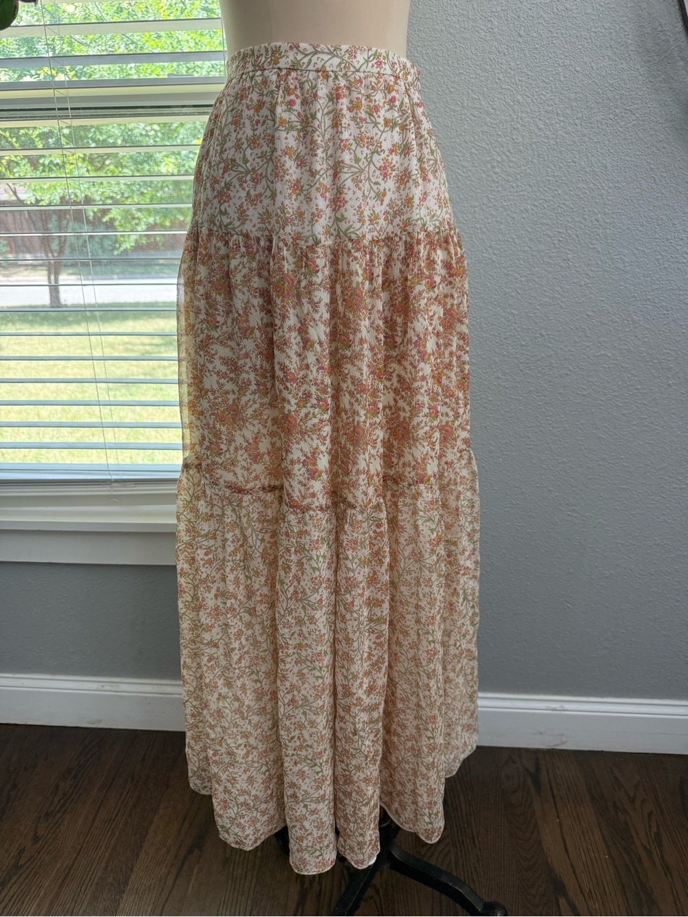 Dana Bachman Floral Tiered Maxi Skirt Size 2